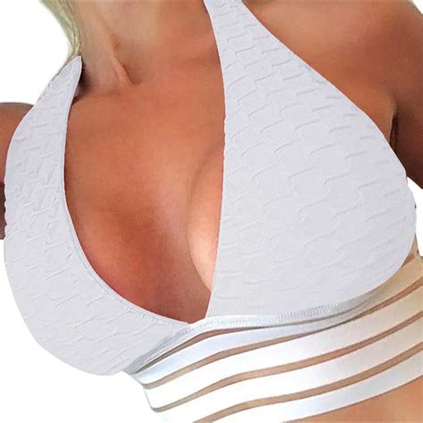 sexy 2018 fitness top tank woman halter bandage bralette bustier crop top camis padded bra