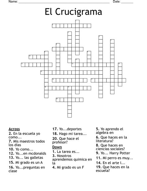 Spanish Crossword Wordmint