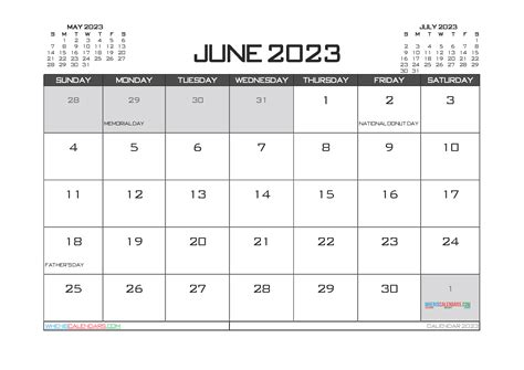 June 2023 Calendar With Holidays Free 23283