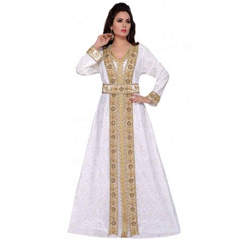 May 10, 2017may 10, 2017. Women's wedding white abaya gold beaded floor length ...