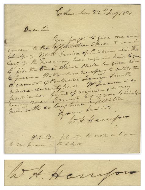 Lot Detail William Henry Harrison Autograph Letter Signed Harrison