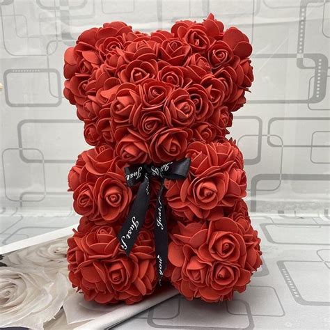 Rozenbeer Rood 25 Cm Valentijn Valentijn Cadeau Rose Bear
