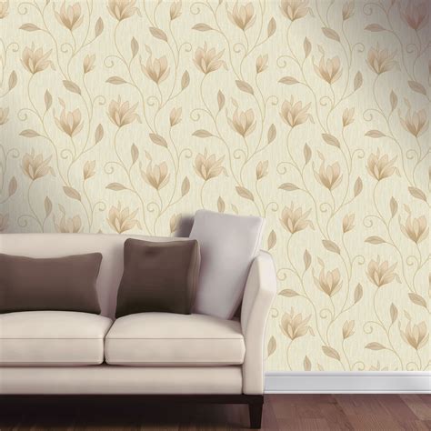 Vymura Synergy Soft Gold Cream Glitter Wallpaper Stripe Floral