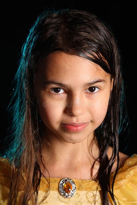Dark Haired Brown Eyed Teenage Girl Posing In My Studio Stock Image