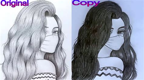 Welcome to my drawing channel. A Girl Wearing a Mask - Pencil Sketch || How to draw a ...