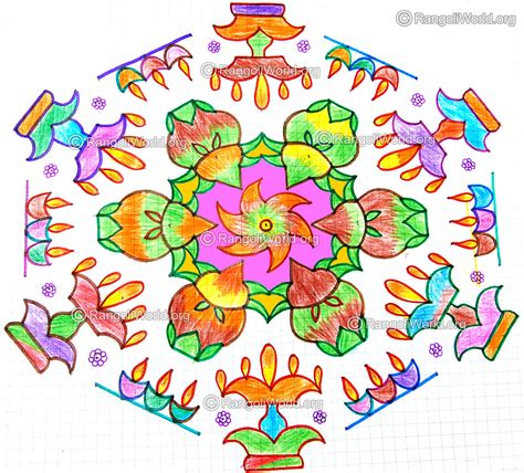 These kolam designs are the ones that came out as a result of my experimentation with 5 x 5 matrix dots. Kuthu vilakku kalasam karthigai deepam kolam | 21 to 11 ...