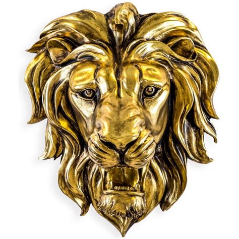 Large Gold Roaring Lion Wall Head Gold Lions Head
