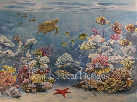 Buy Handmade Coral Reef Mural Made To Order From Bonnie Lecat Designs