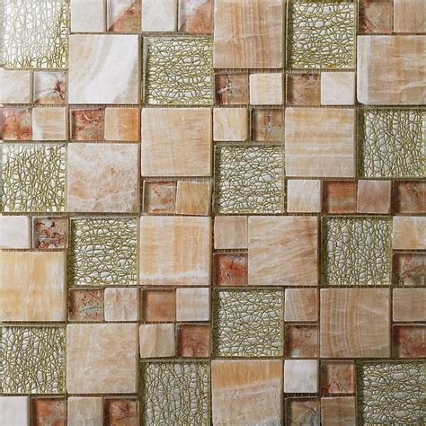 Stone And Glass Mosaic Sheets Square Tiles Natural Marble Tile Backsplash Bathroom Wall Tiles