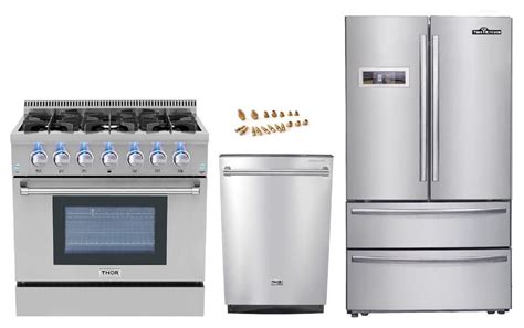 The parts are sourced from the best appliance part suppliers in the world. Thor Kitchen 3-Piece 36" Gas Range, Dishwasher and ...