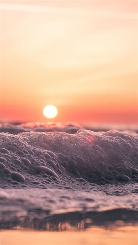 Tons of awesome aesthetic sea wallpapers to download for free. Sunrise, dawn, sea waves, close up, foam, 720x1280 ...