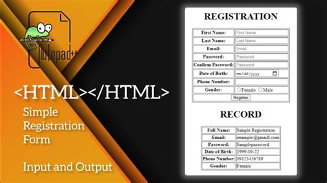 How To Create Registration Form In Html Notepad It Knows Youtube