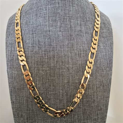 Mens Gold Chain Necklace 32 Thick Figaro Gold Chain Large Chunky