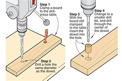 Drill Dead Center Holes In Dowels Wood Magazine Woodworking Drill