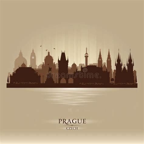 Prague Czech City Skyline Vector Silhouette Stock Vector Illustration