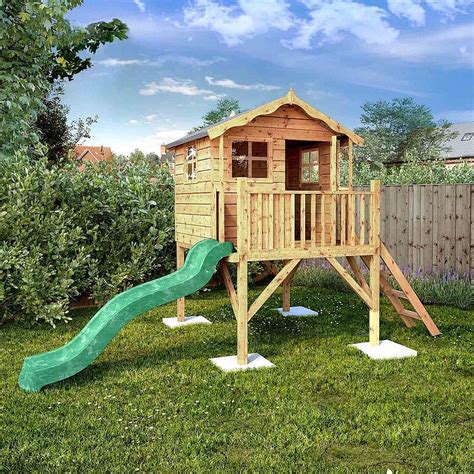 Poppy Tower Wooden Playhouse With Slide Wooden Playhouse With Slide