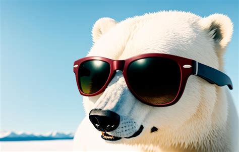 Premium Ai Image Polar Bear Wearing Sunglasses Generative Ai