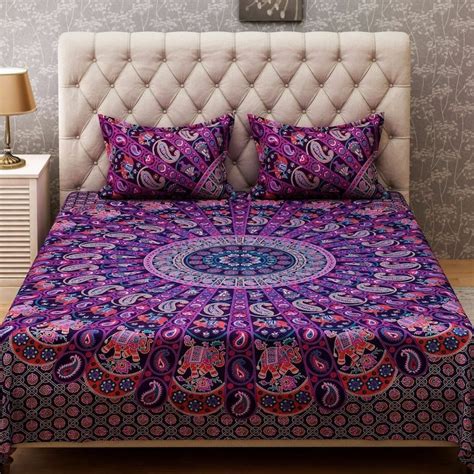 Indian Cotton Paisley Mandala Queen Size Bed Sheet With Etsy