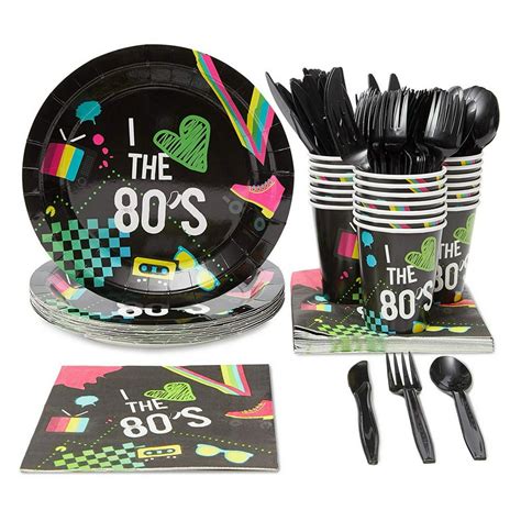 Serves 24 80s Theme 1980 I Love The 80 S Birthday Party Supplies 144pcs Plates Napkins Cups
