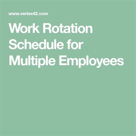 Though the rotation schedule template is set up to show an entire year, you could use it to just show a few. Work Rotation Schedule for Multiple Employees | Rotating ...
