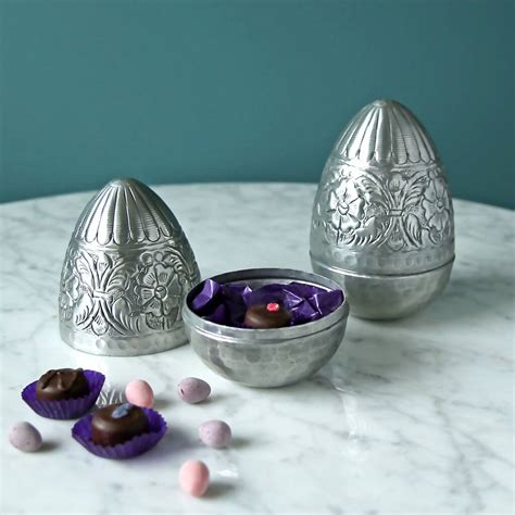 Floral Patterned Metal Egg By Clem And Co