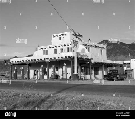 1950s Texaco Gas Station New Mexico Old Fashioned Gas Pumps Adobe Stock