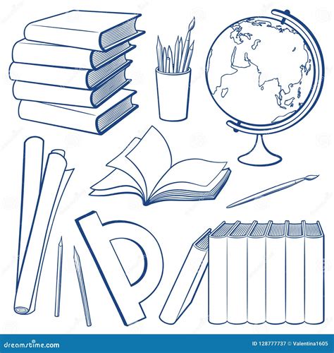 Set Of Education Tools And Study Equipment Stock Vector Illustration