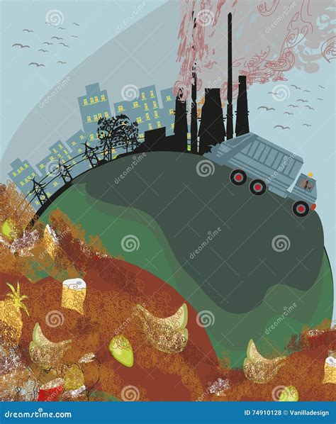 Polluted Cities Stock Vector Illustration Of Garbage 74910128