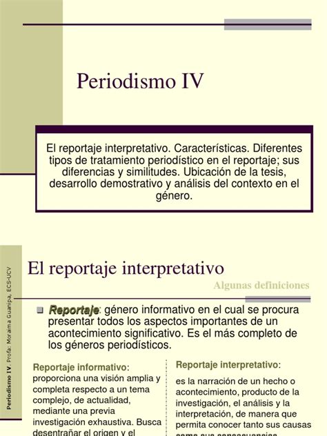 El Reportaje Interpretativo Periodismo Hipótesis