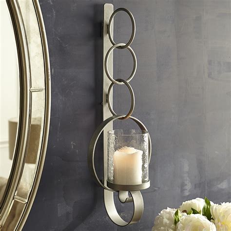 Silver Circle Pillar Candle Wall Sconce | Candle wall sconces, Silver