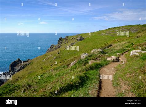 South West Coast Path Lizard Peninsula Cornwall England Uk Stock