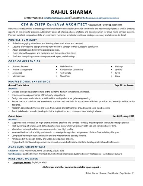 Architect Resume Examples Template With Job Winning Tips