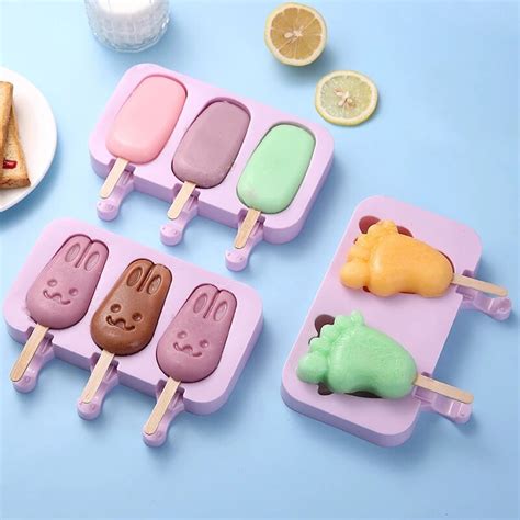Silicone Ice Cream Mold Popsicle Molds With Lid Diy Homemade Ice Lolly
