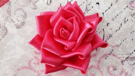 diy satin ribbon rose satin ribbon flower tutorial how to kanzashi youtube