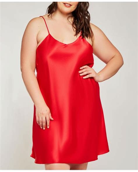 Icollection Plus Size Ultra Soft Satin Chemise Lingerie With Adjustable