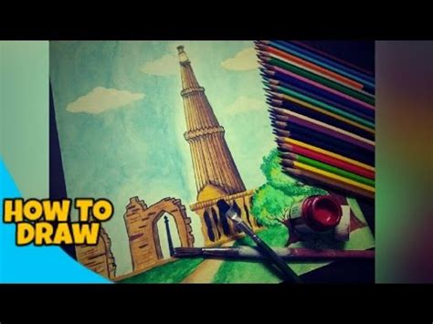 Qutub minar is a minaret or a victory tower located in qutub complex, a unesco world heritage site in delhi's mehrauli area. How to draw Qutub minar - YouTube