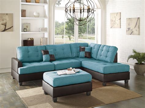 A sectional sofa/couch is simply a sofa with more than two cushions, and hence in sections. F6859 Sectional Sofa 3Pc in Teal Fabric by Boss