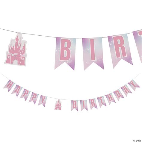 Pink Princess Castle Happy Birthday Pennant Banner Oriental Trading