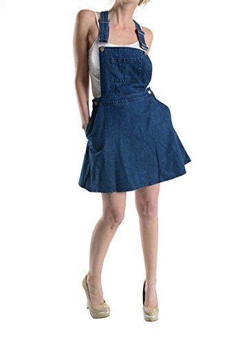 Secret Blue Nbu Denim Overall Romper Skater Skirt With Front Pocket And
