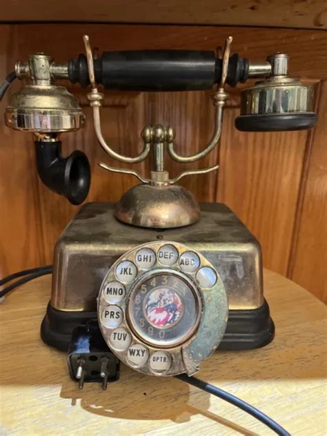 Vintage 1960s Brass Rotary Telephone French Victorian Made In Japan