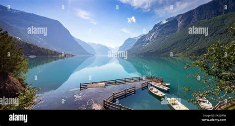 Lovatnet Lake Norway Panoramic View Stock Photo Alamy