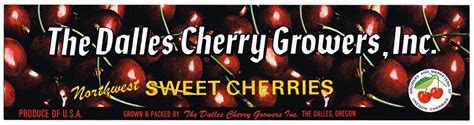 Crate Label Vintage Cherry Rare Original The Dalles Oregon Growers