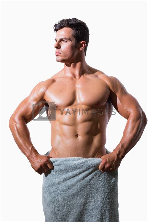 Shirtless Muscular Man Wrapped In White Towel By Wavebreakmedia Vectors