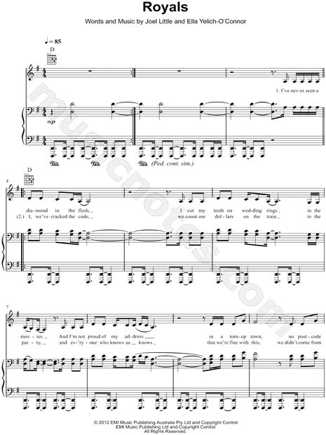 Lorde Royals Sheet Music In G Major Transposable