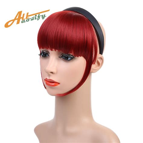 Allaosify Short Straight Blunt Bangs Bound Hair Band Comprehensive
