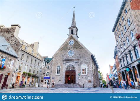 Historic Stone Church At Place Royale In Old Quebec City Editorial