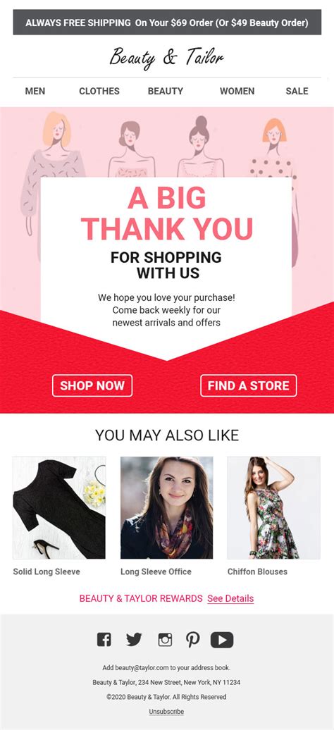 Post Purchase Email Template For Fashion Store