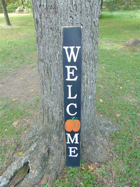 Large Porch Sign Welcome Fall Porch Vertical Sign Wooden Etsy