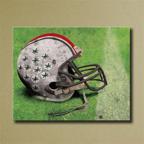 Ohio State Buckeyes Canvas Wall Art Grunge Football Helmet On Field