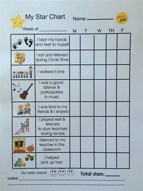 My Star Chart Preschool Behavior Classroom Behavior Chart Classroom